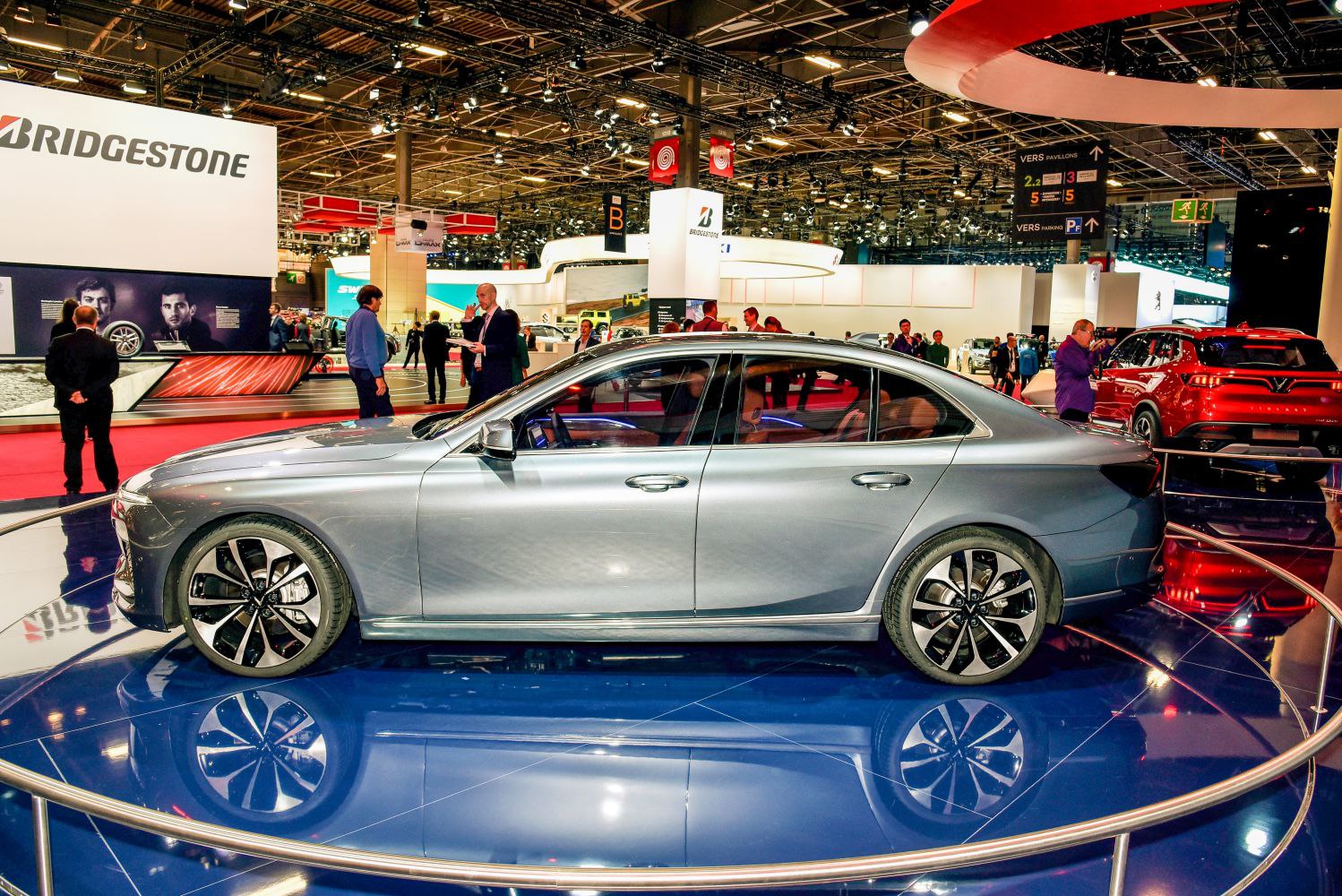 Side profile of sedan with sporty alloy wheels