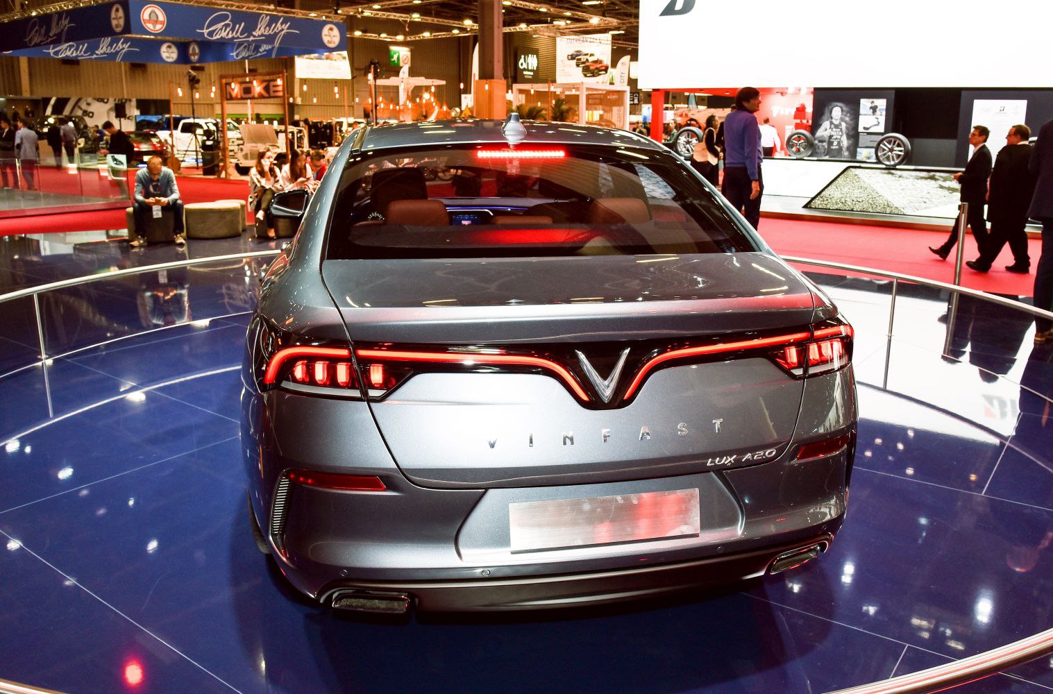 Rear view with distinctive LED tail lights and smooth trunk design