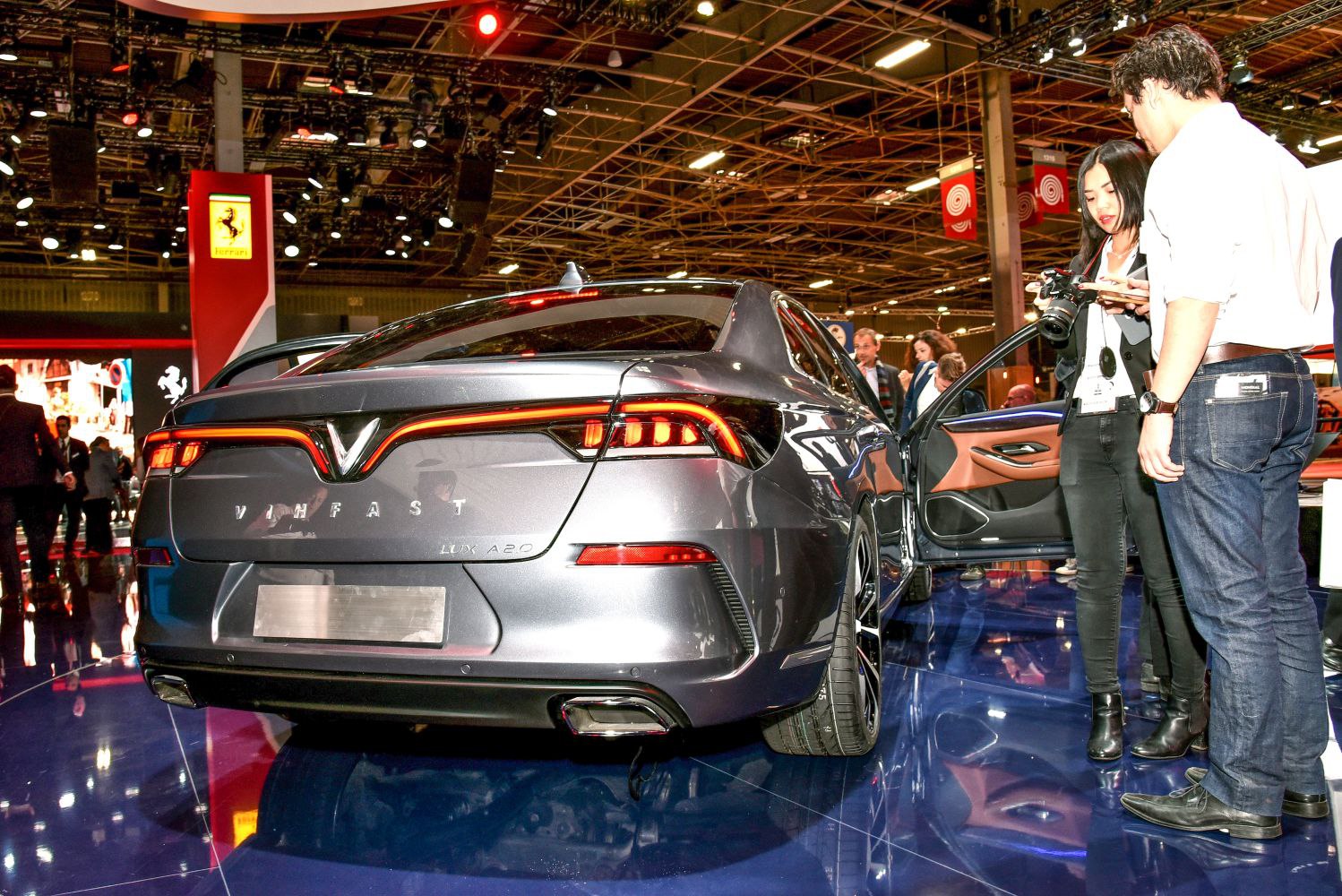 Rear view with LED tail lights and dual exhaust system