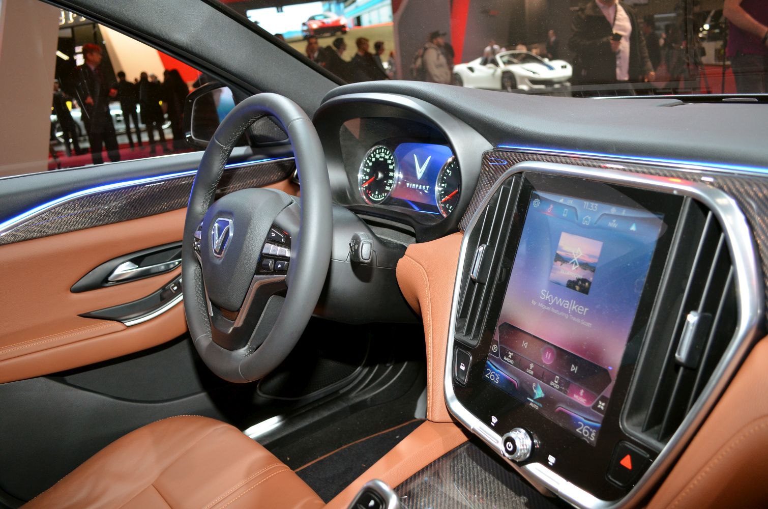 Digital instrument cluster and touchscreen infotainment with premium leather interior