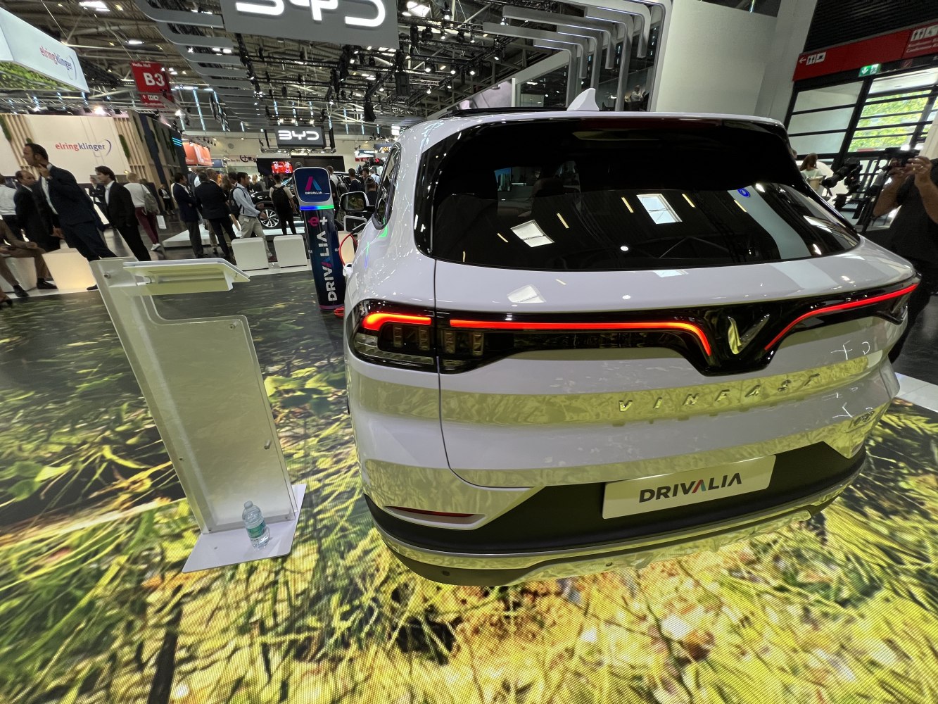 Rear view with LED tail light bar and sleek modern design