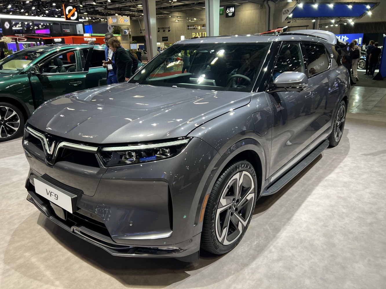 Electric SUV front and side with modern headlights and aerodynamic styling