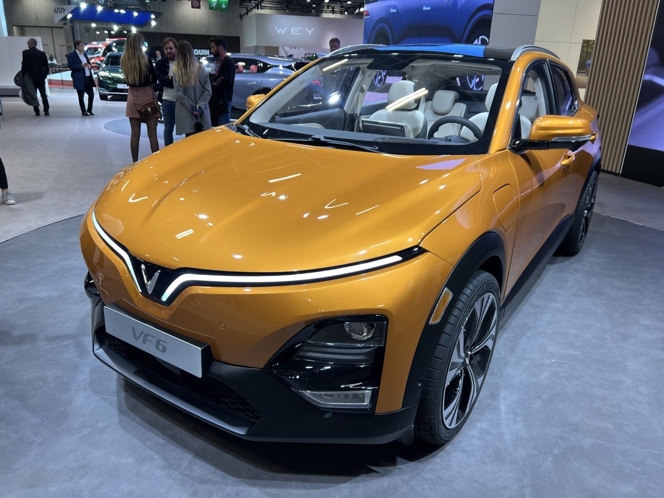 Sleek front design with LED headlights and aerodynamic features