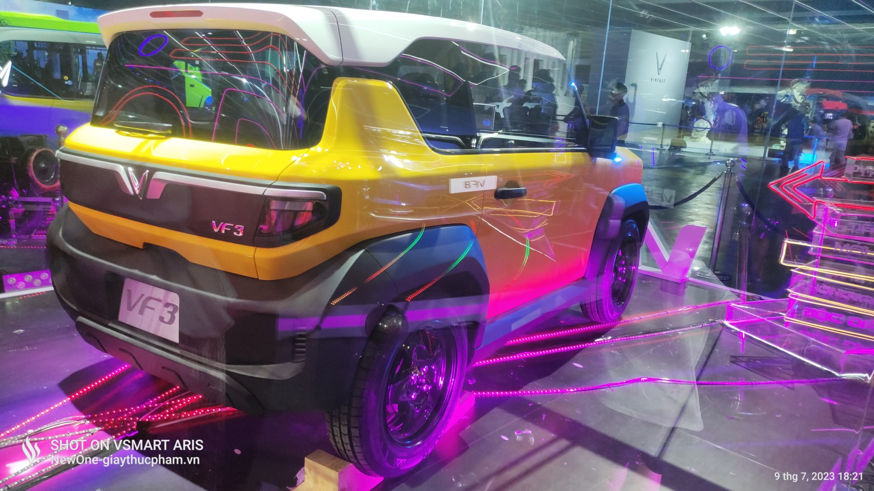 Rear and side profile of compact electric SUV with distinctive modern design