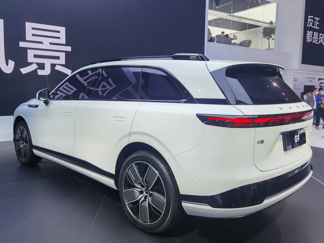 Rear and side view of modern electric SUV with sleek windows and LED taillights