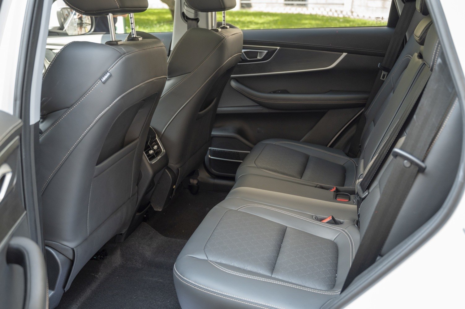 Rear seat interior with premium leather upholstery and spacious legroom