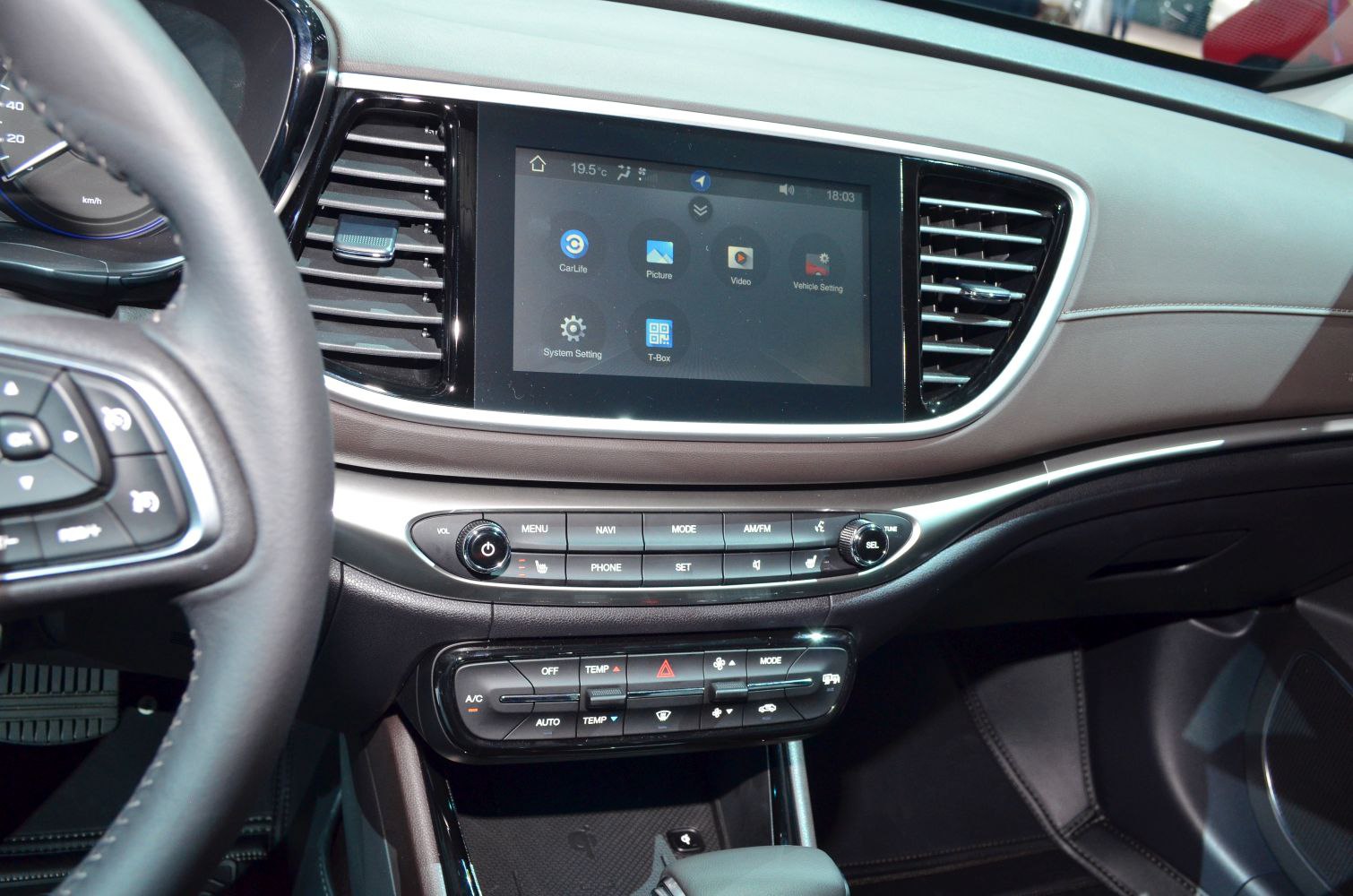 Central touchscreen infotainment system and dashboard control panel