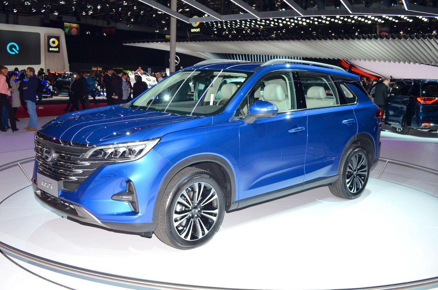 Blue SUV with LED headlights and alloy wheels