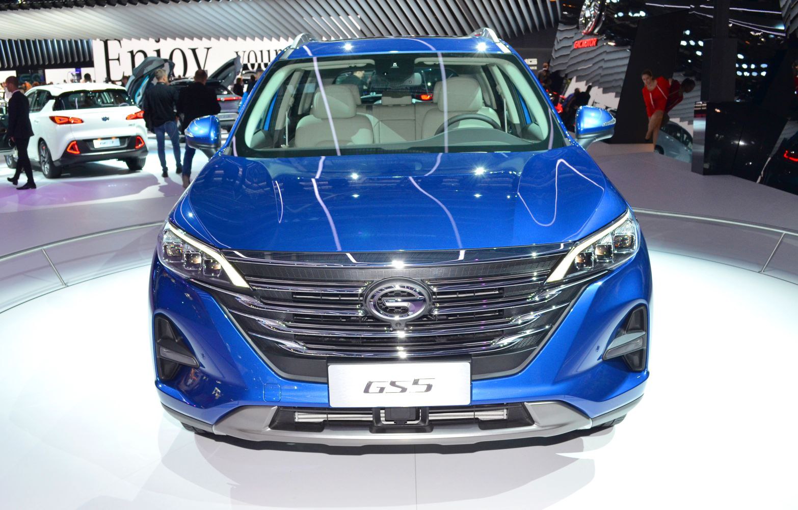 Front view of a modern SUV with LED headlights and chrome-accented grille