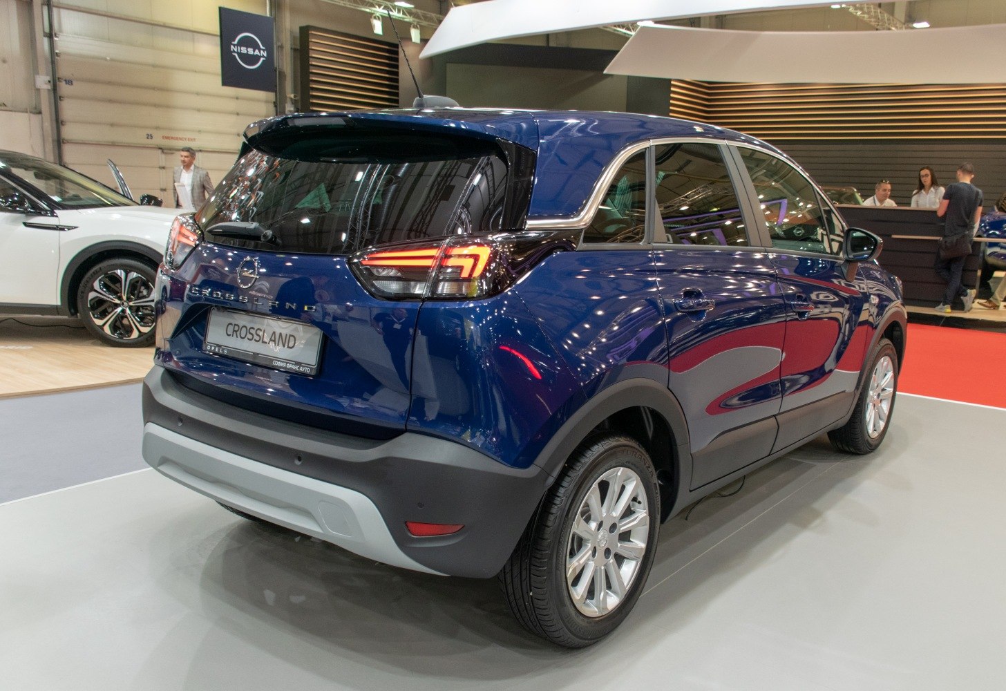Rear view of compact SUV with modern angular taillights and two-tone rear bumper.
