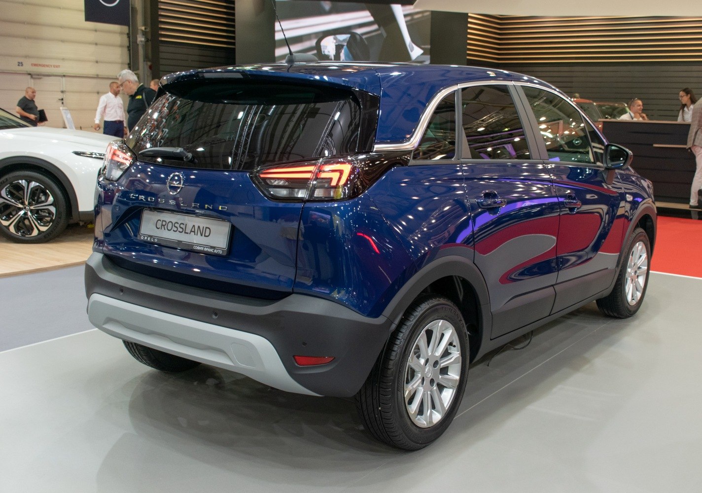 Rear view of a compact SUV with LED tail lights and tinted rear windows