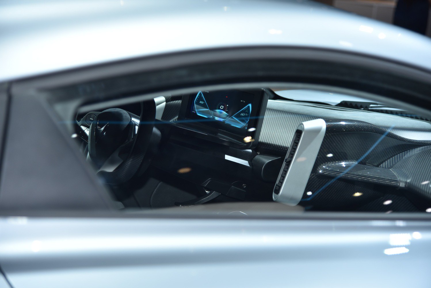 Digital dashboard and carbon fiber interior trim