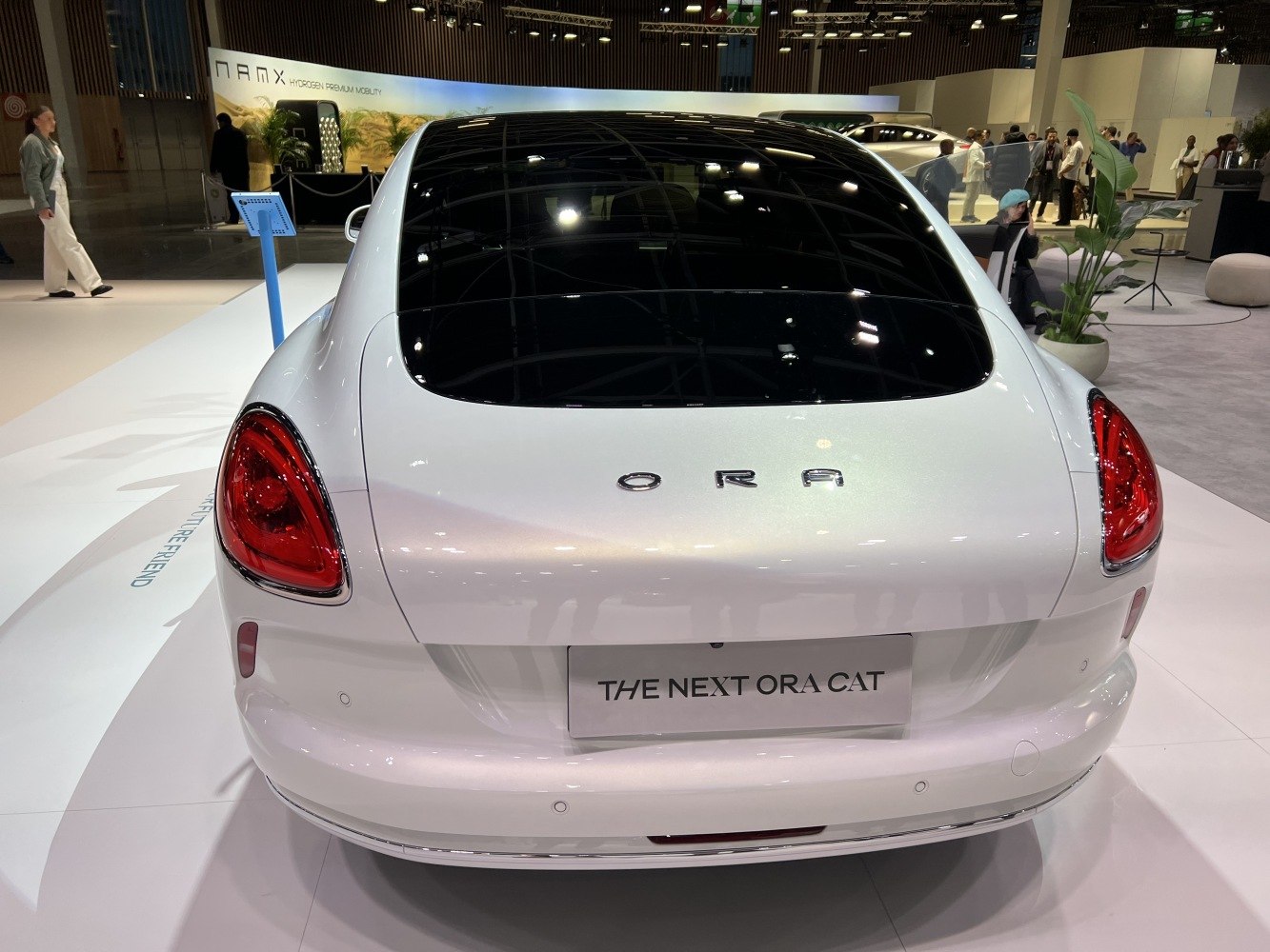 Large glossy rear window with distinct taillights.