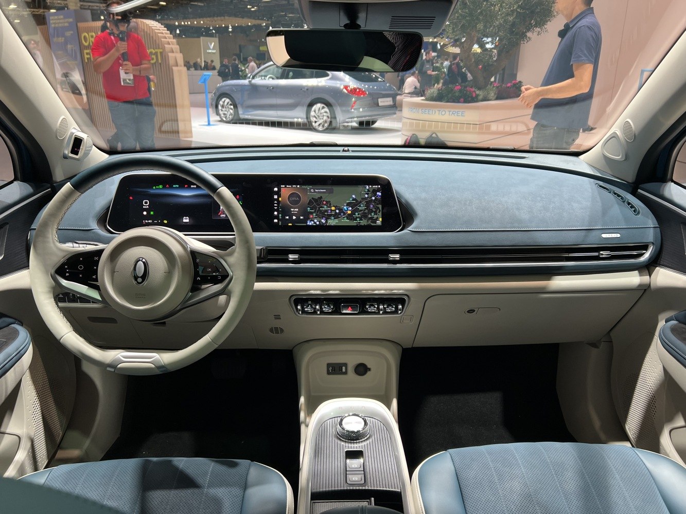 Digital dashboard and infotainment screen with steering wheel