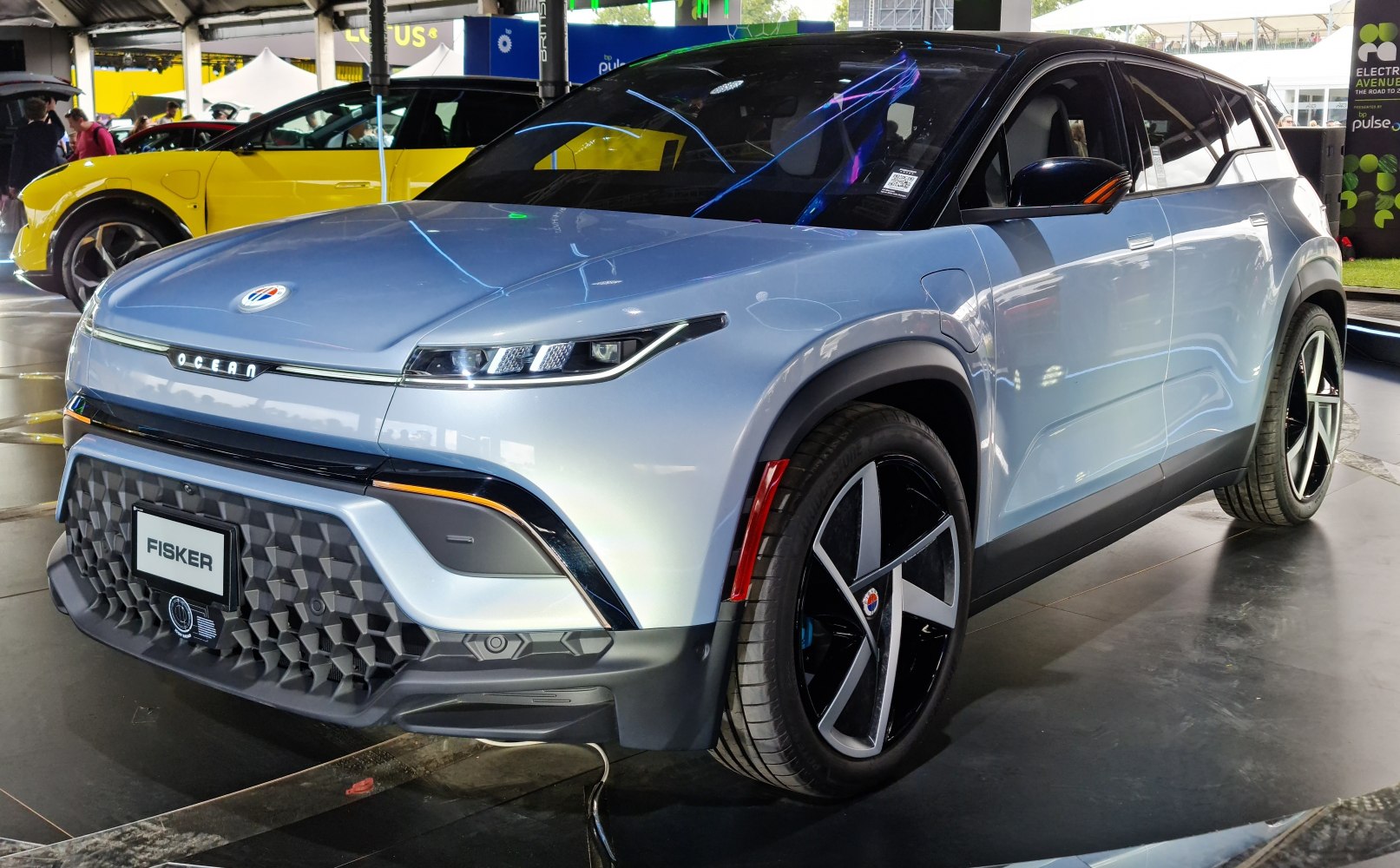 Front and side view with LED headlights and unique wheel design