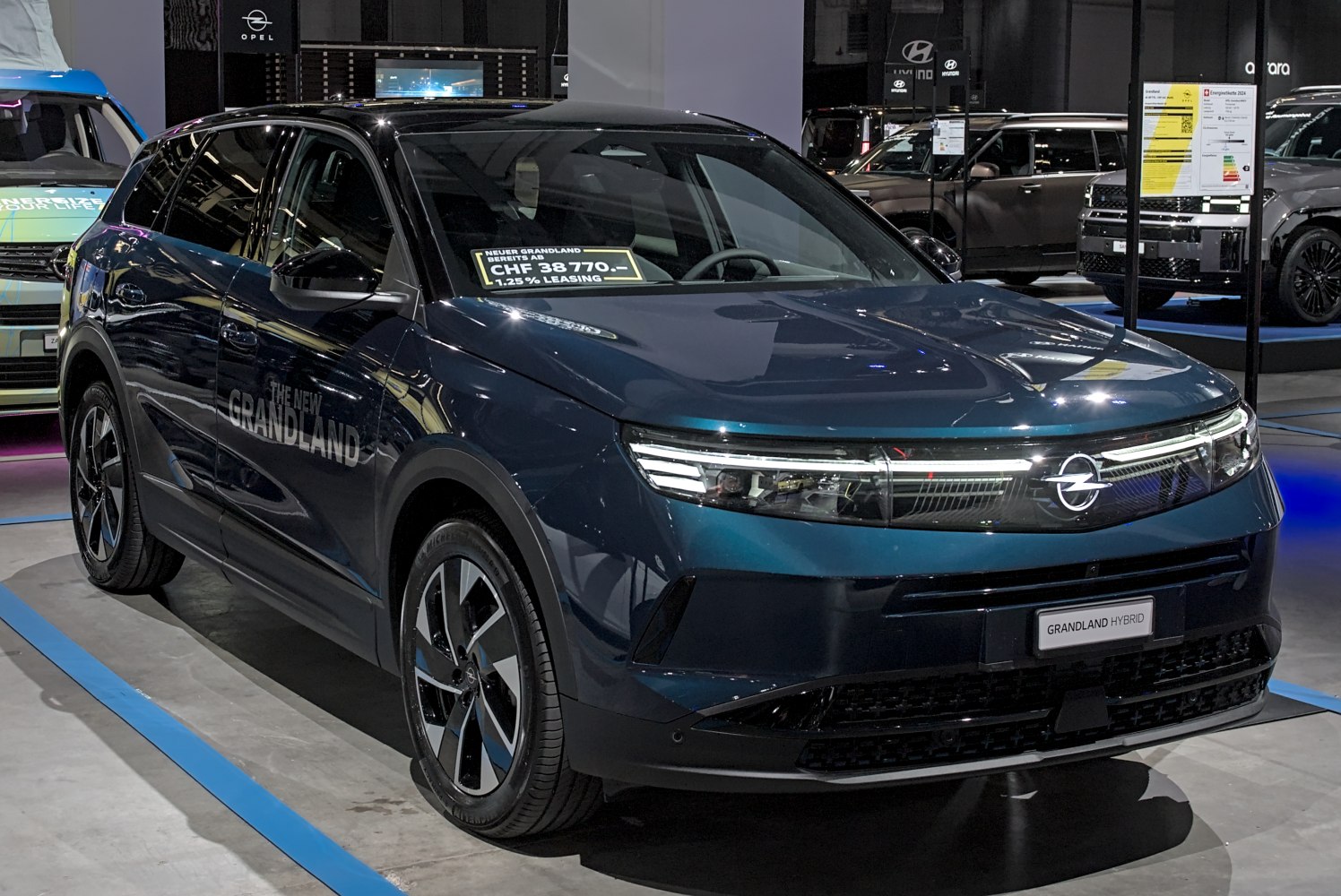 Front view of modern SUV with LED headlights and sleek design