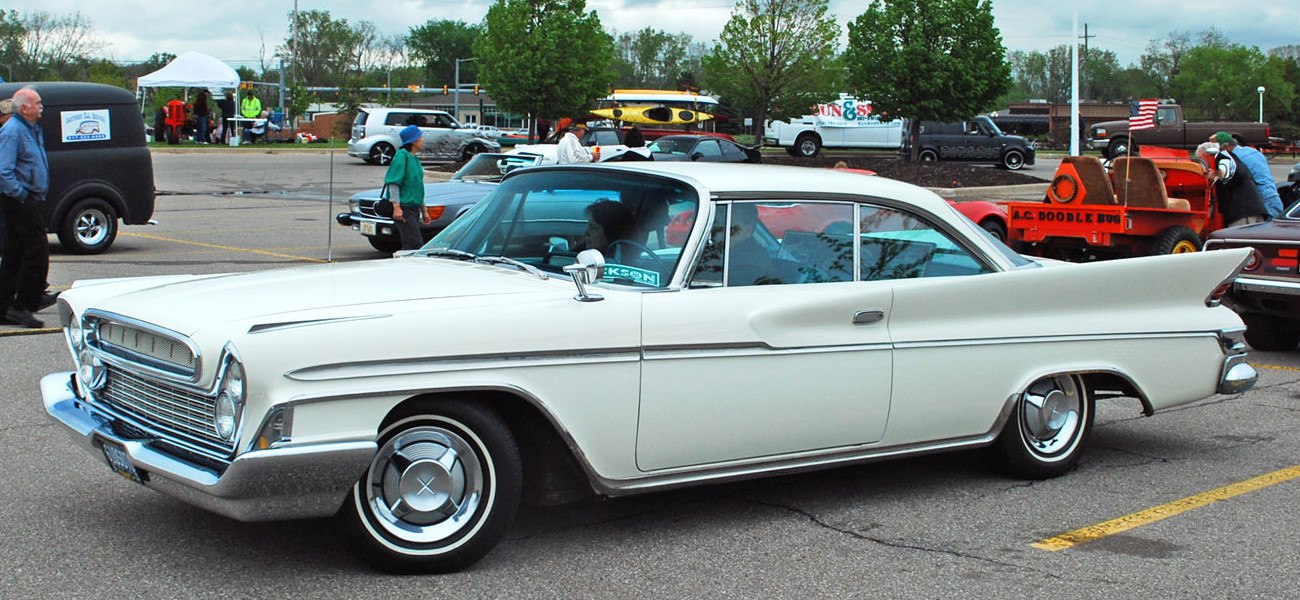 2-door hardtop with tailfins and chrome grille