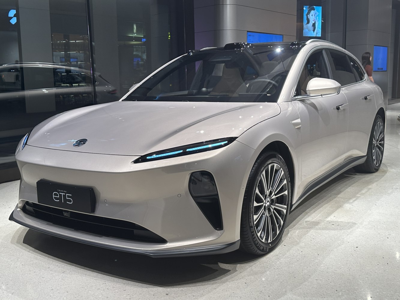 Front view showing LED headlights and alloy wheels