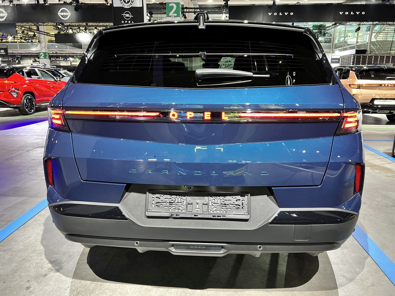 Rear view with LED tail lights and license plate holder
