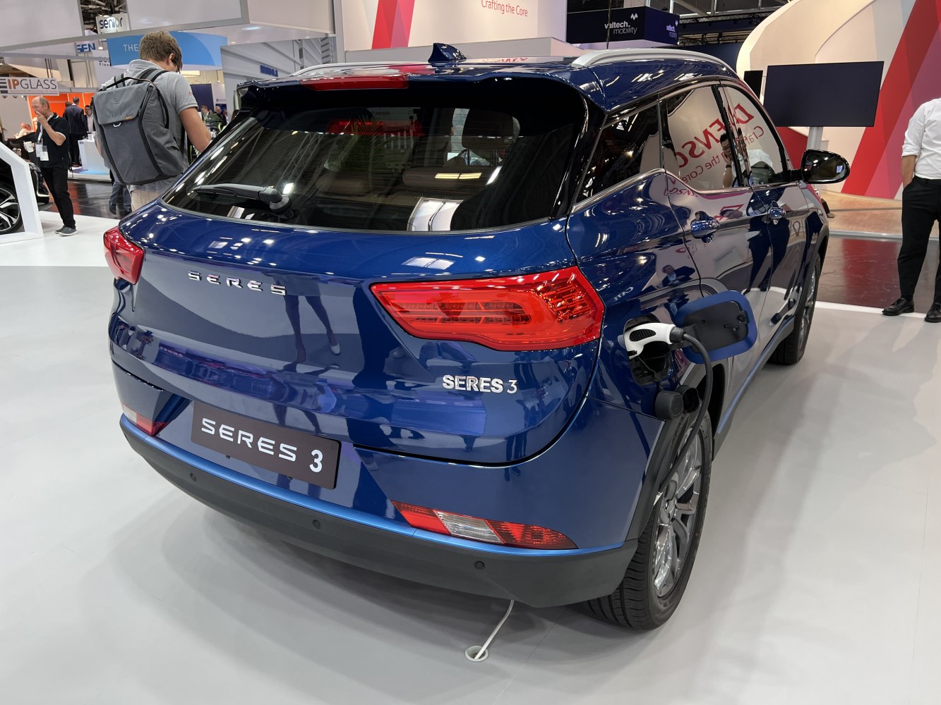 Electric SUV rear view with charging port and taillights