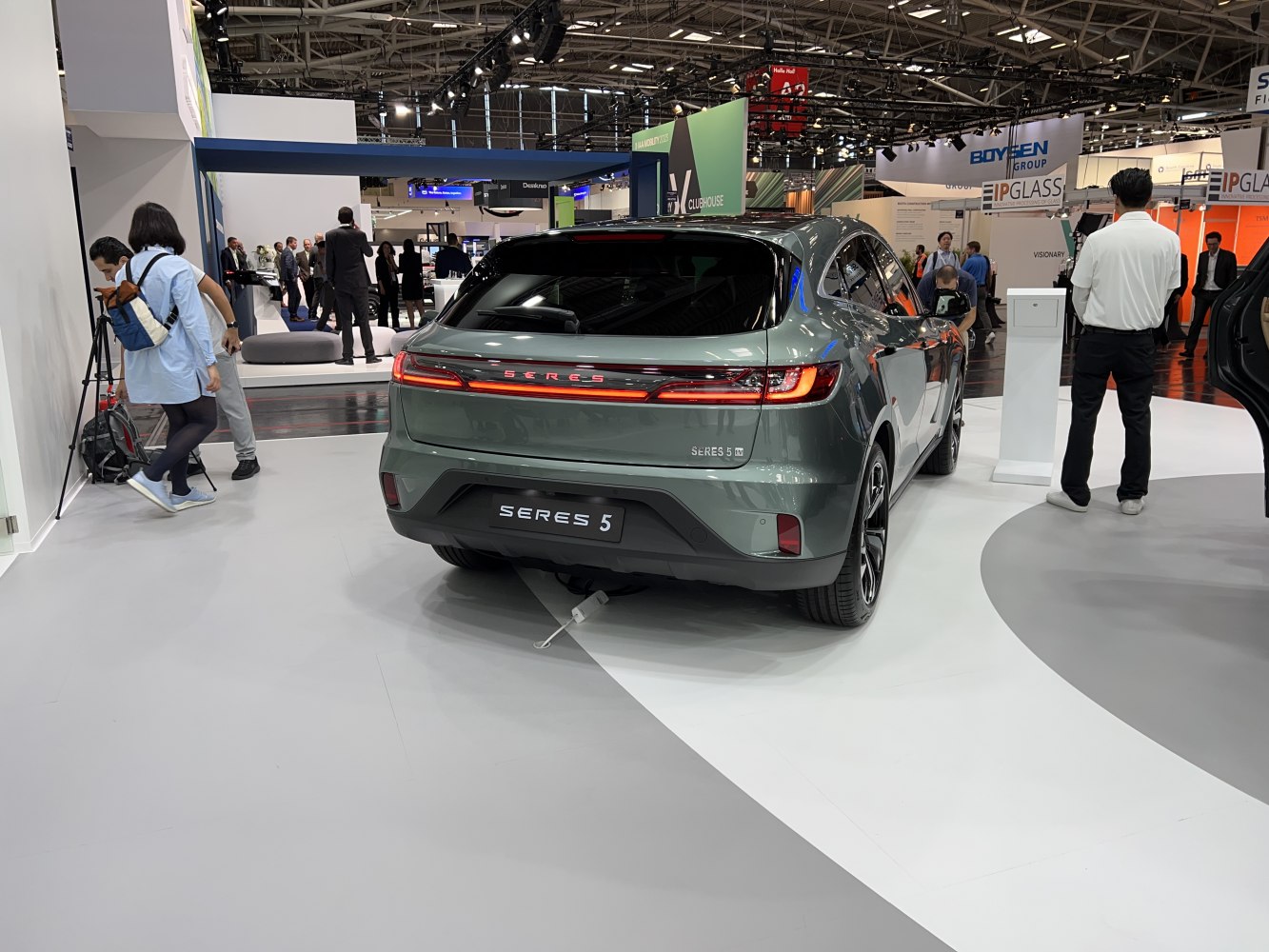 Rear view of a modern hatchback with LED tail light strip.