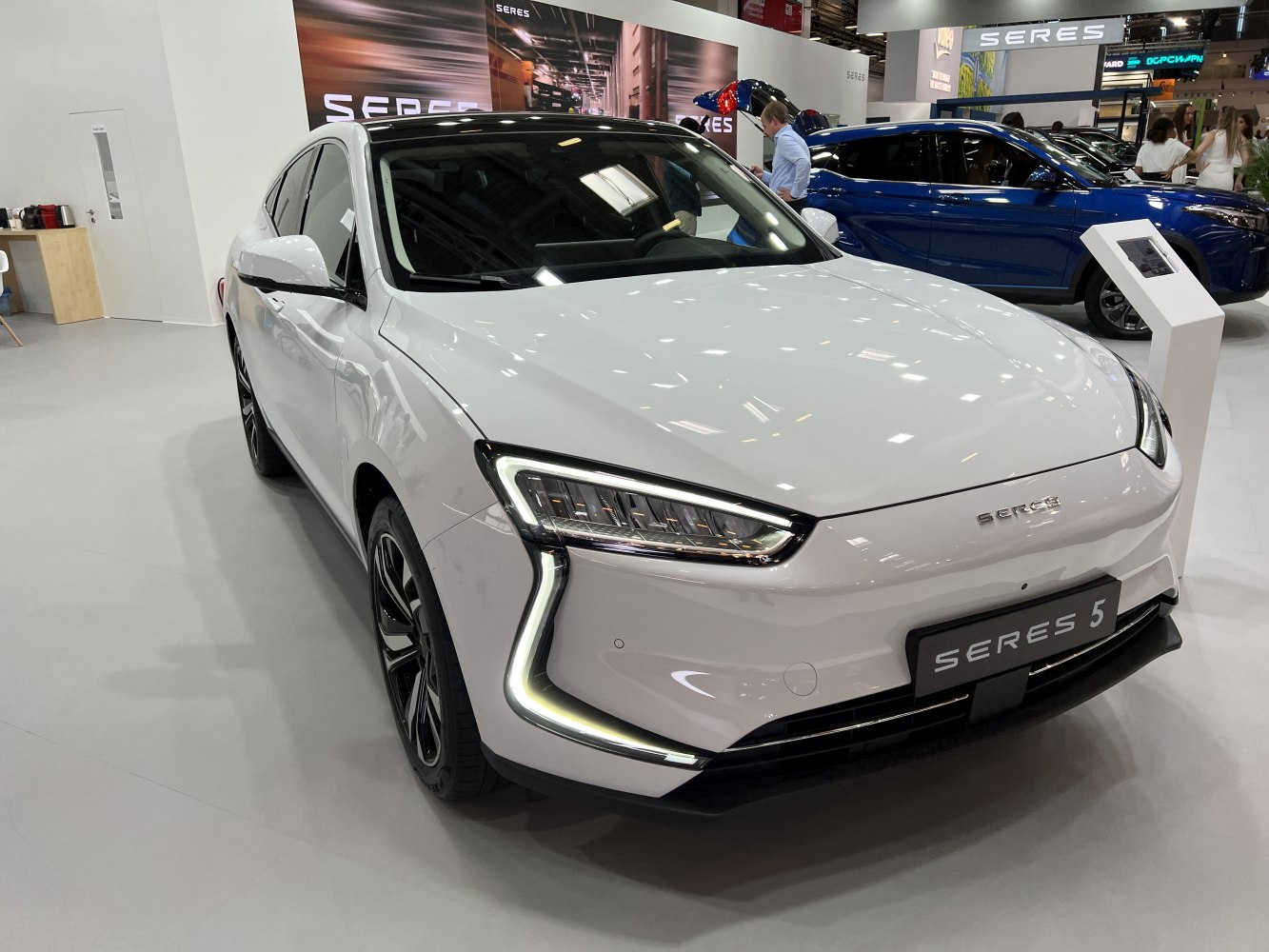 Front view with LED headlights and sleek bumper design