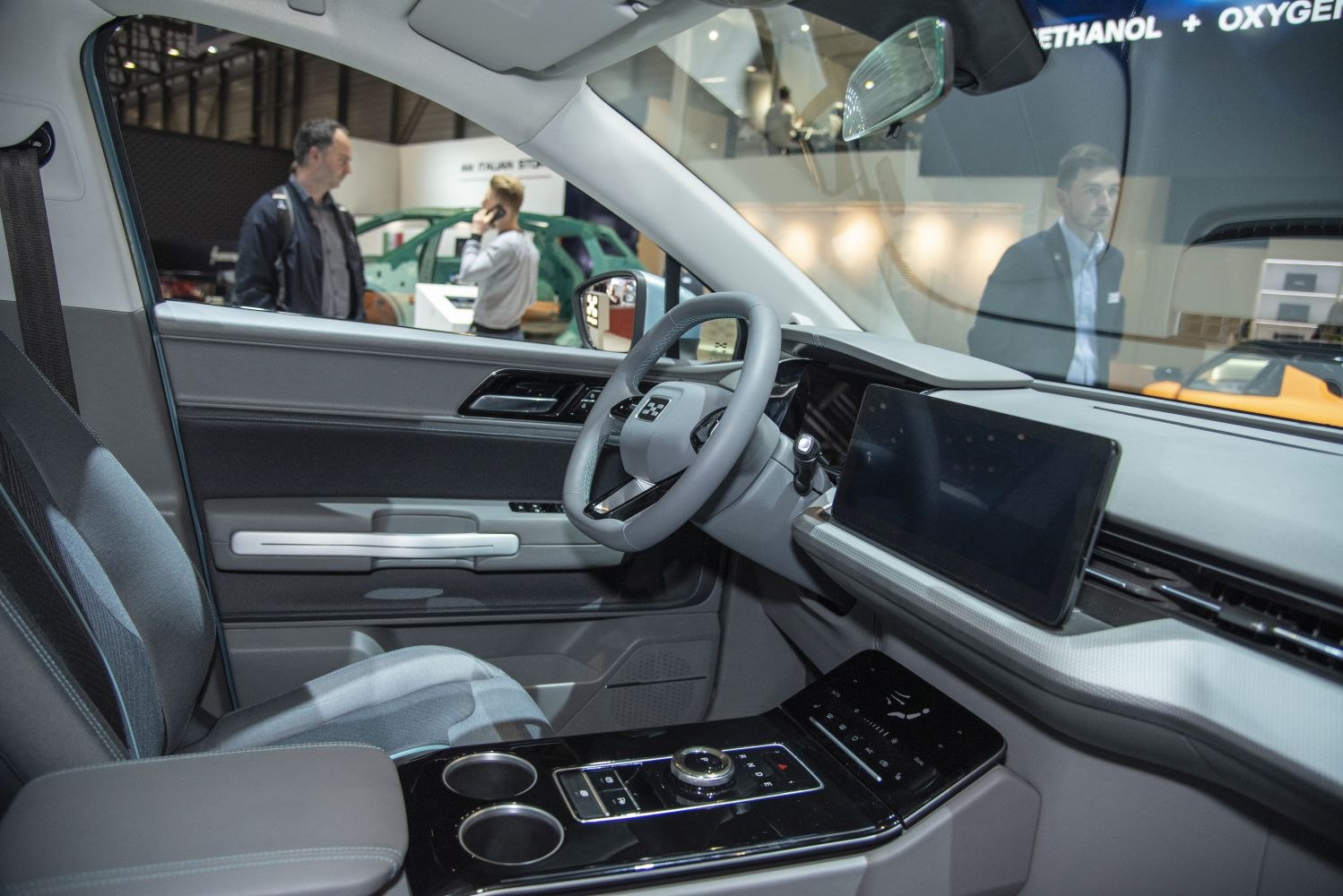 Modern vehicle interior with digital dashboard and center console