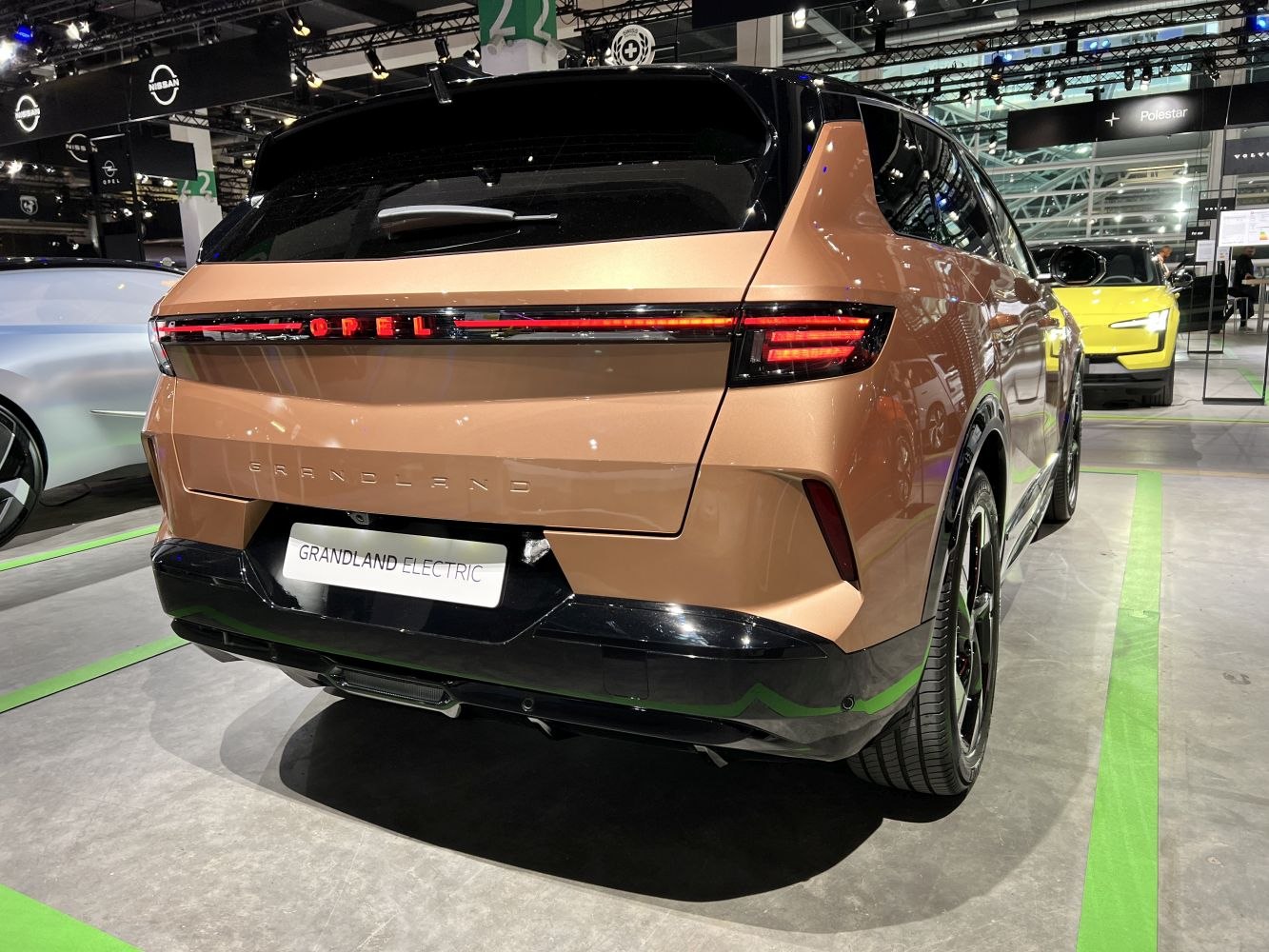 Rear view of SUV with LED tail lights and electric vehicle badge