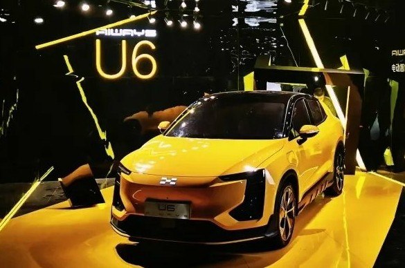Electric SUV with angular LED headlights and aerodynamic body