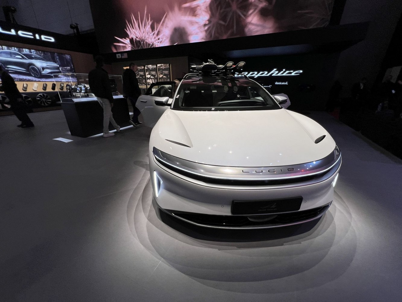 Front view with sleek LED headlights and aerodynamic hood