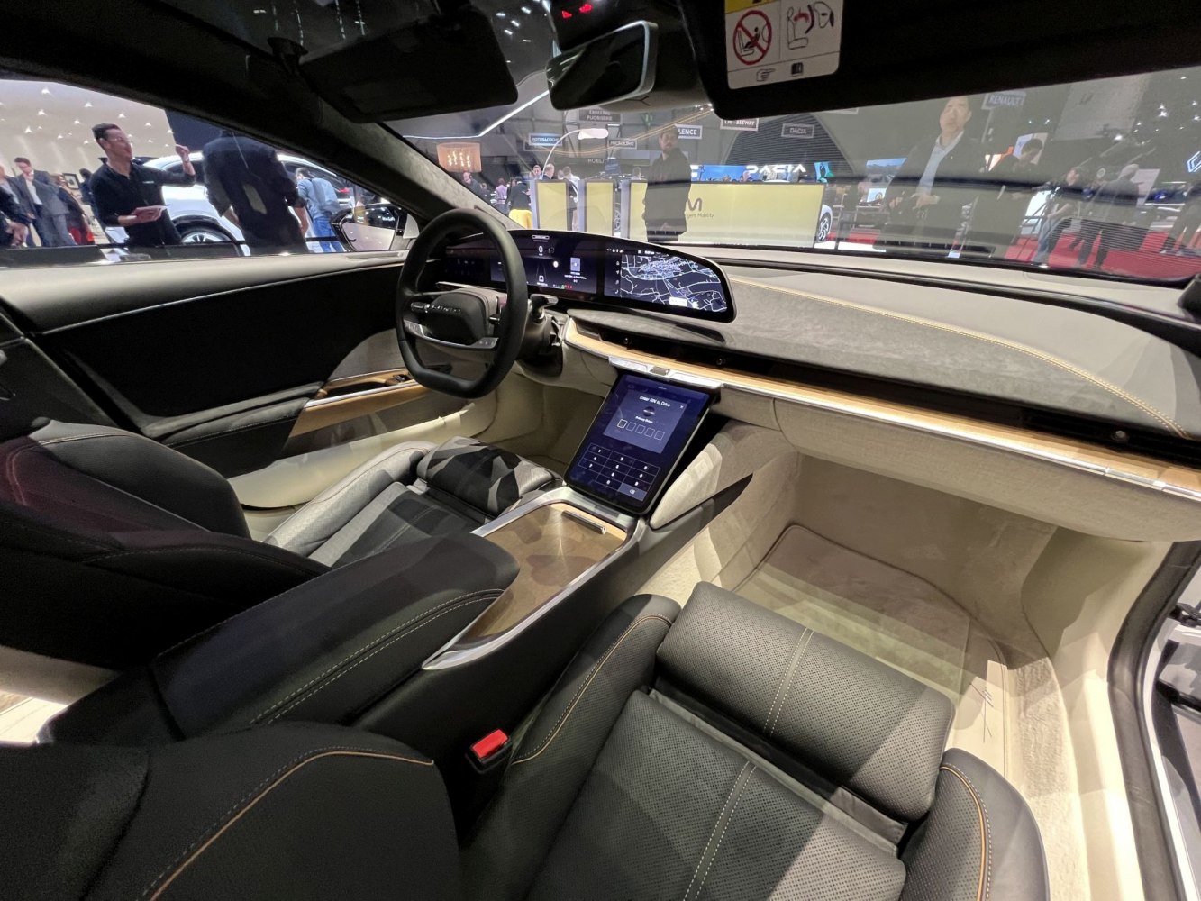 Digital dashboard and touchscreen controls in a premium interior