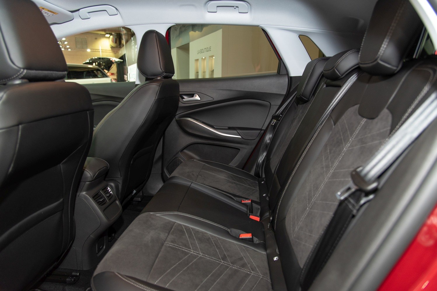 Rear seat interior with modern upholstery and design