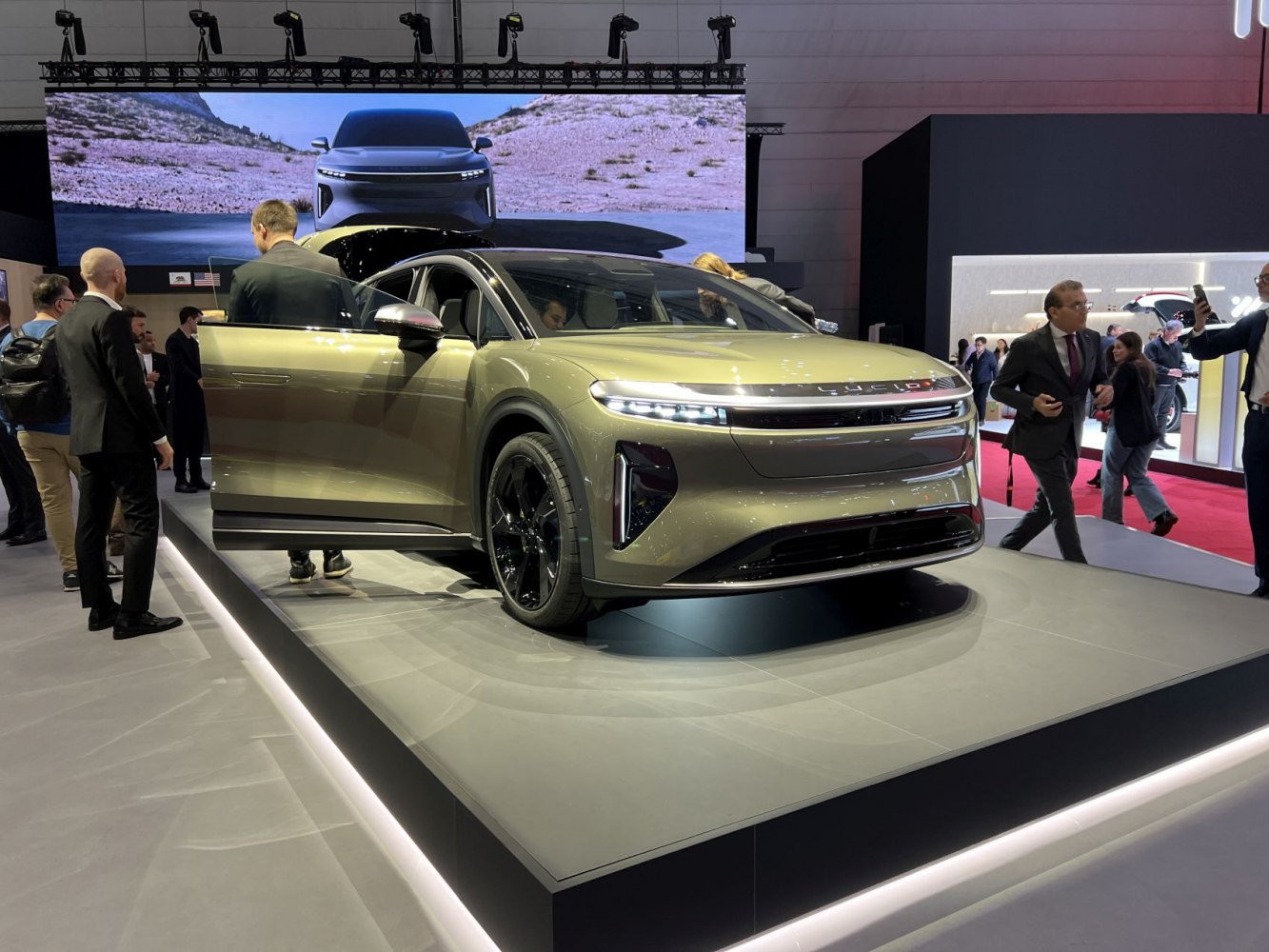 2025 electric SUV front view with LED lights and sleek modern design