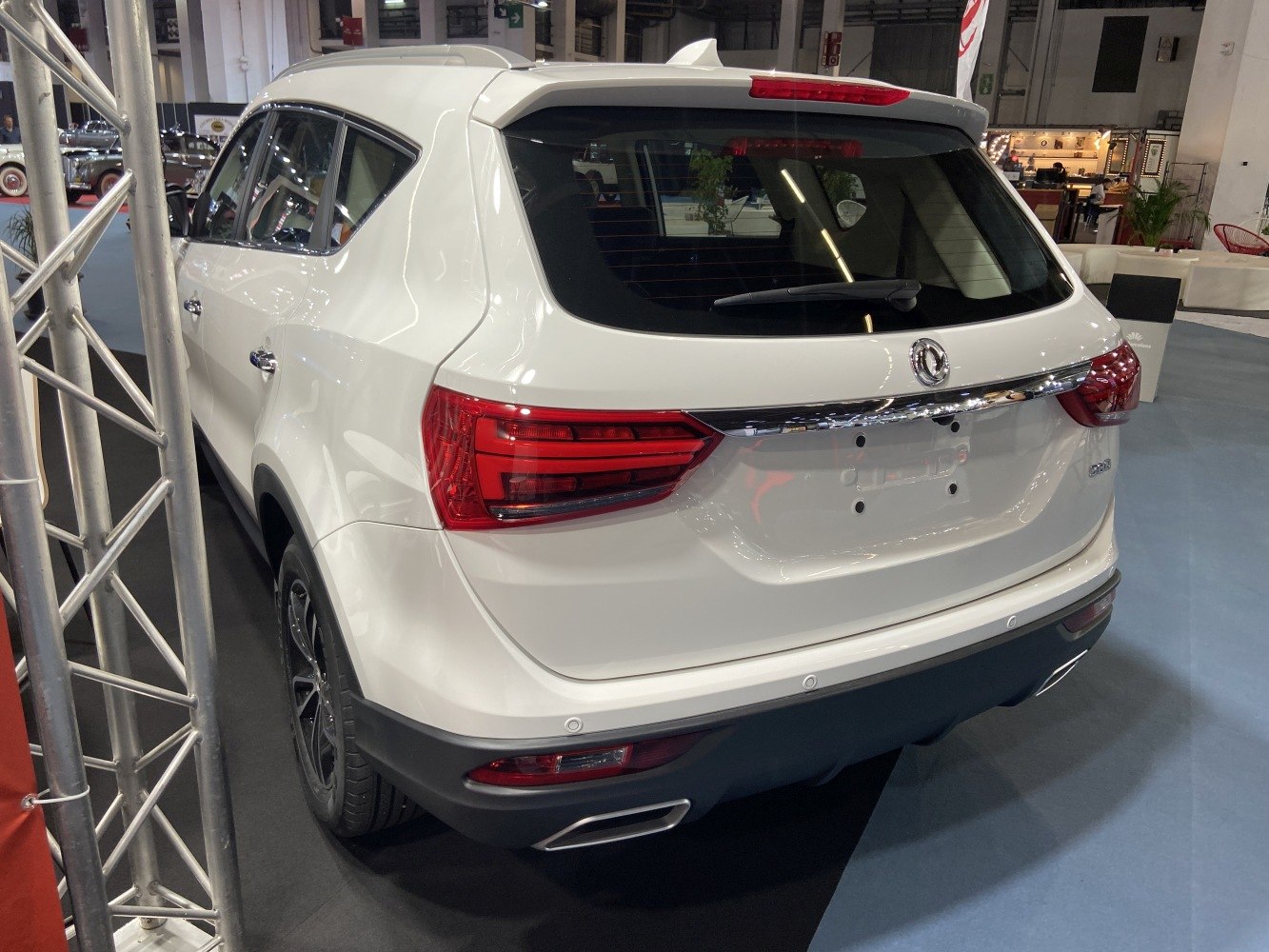 Rear view of SUV with LED tail lights and dual exhaust outlets