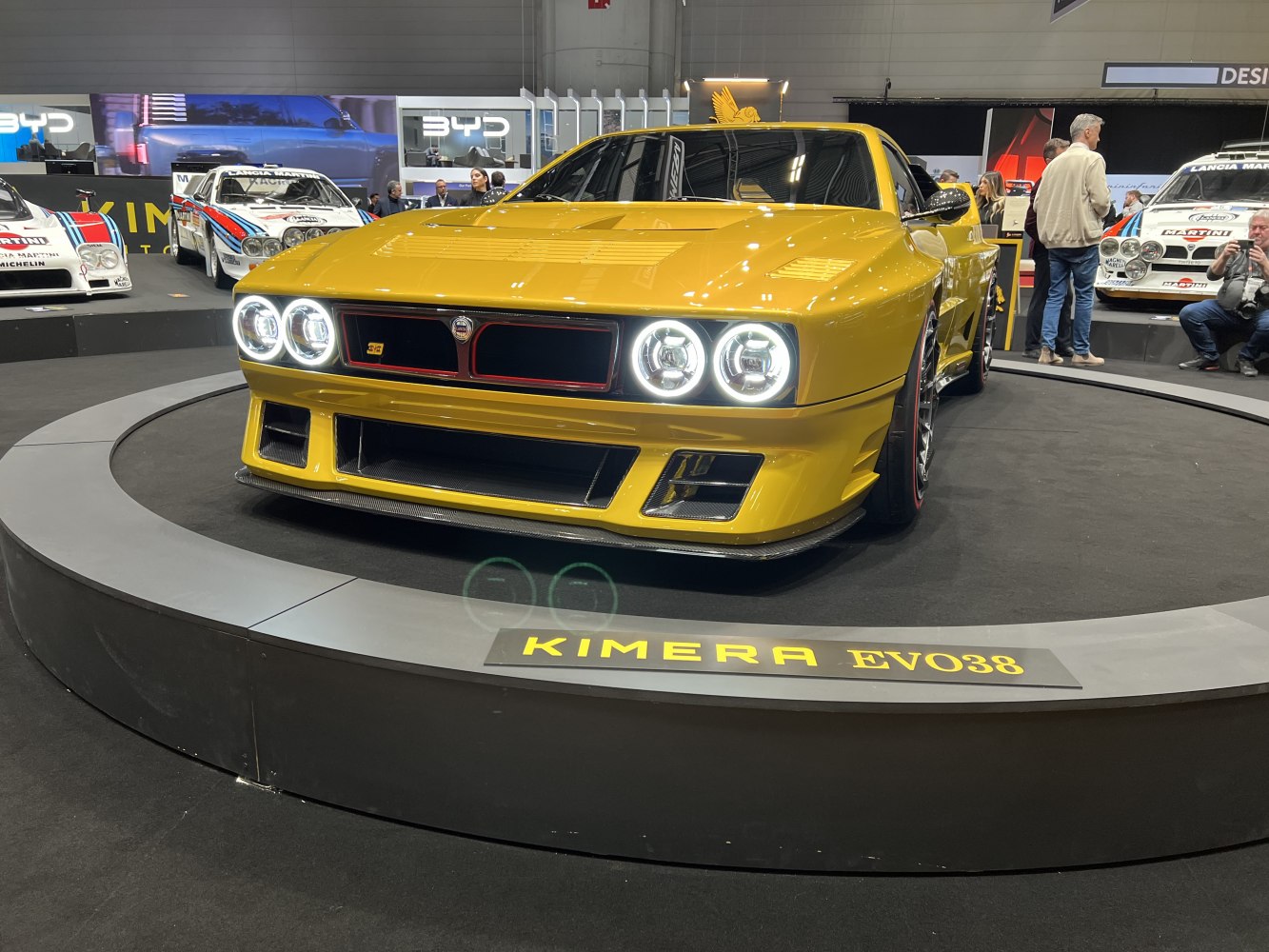 Front view with quad LED headlights and aggressive aerodynamic design