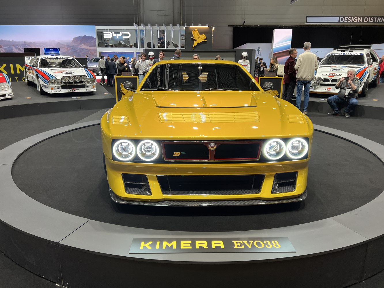 Front view with halo LED headlights and aerodynamic design