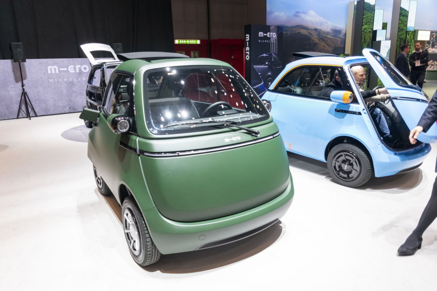 Compact micro electric vehicles with distinctive front-opening doors