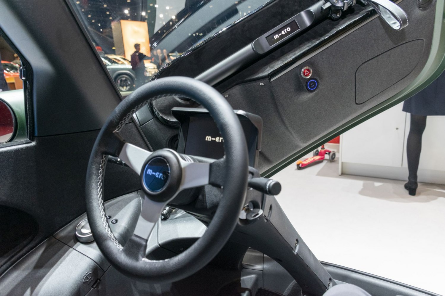 Steering wheel and minimalist dashboard with controls