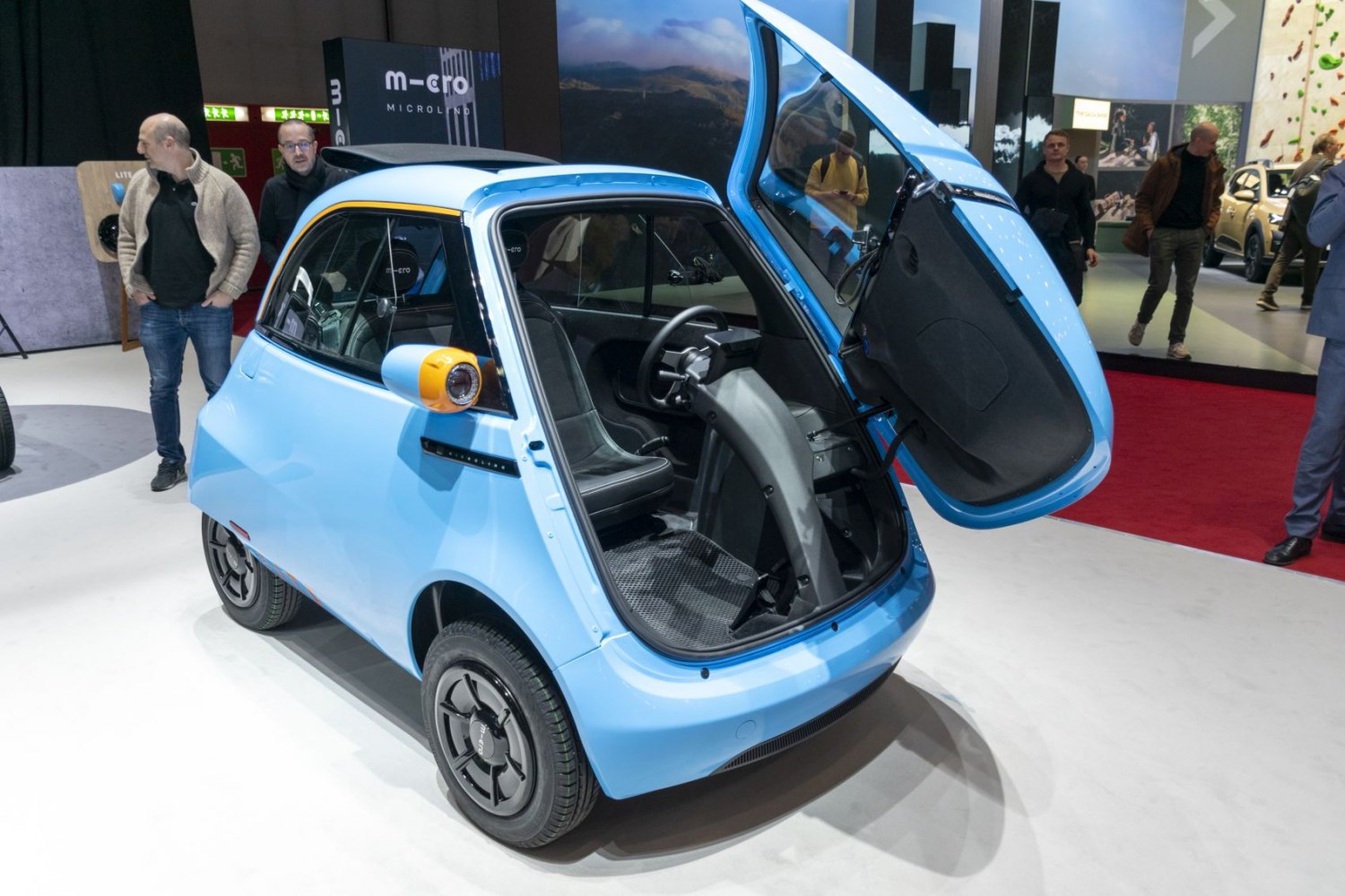 Compact electric car with unique front-opening door