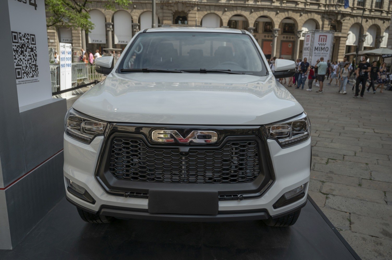 Front grille and headlights of modern SUV