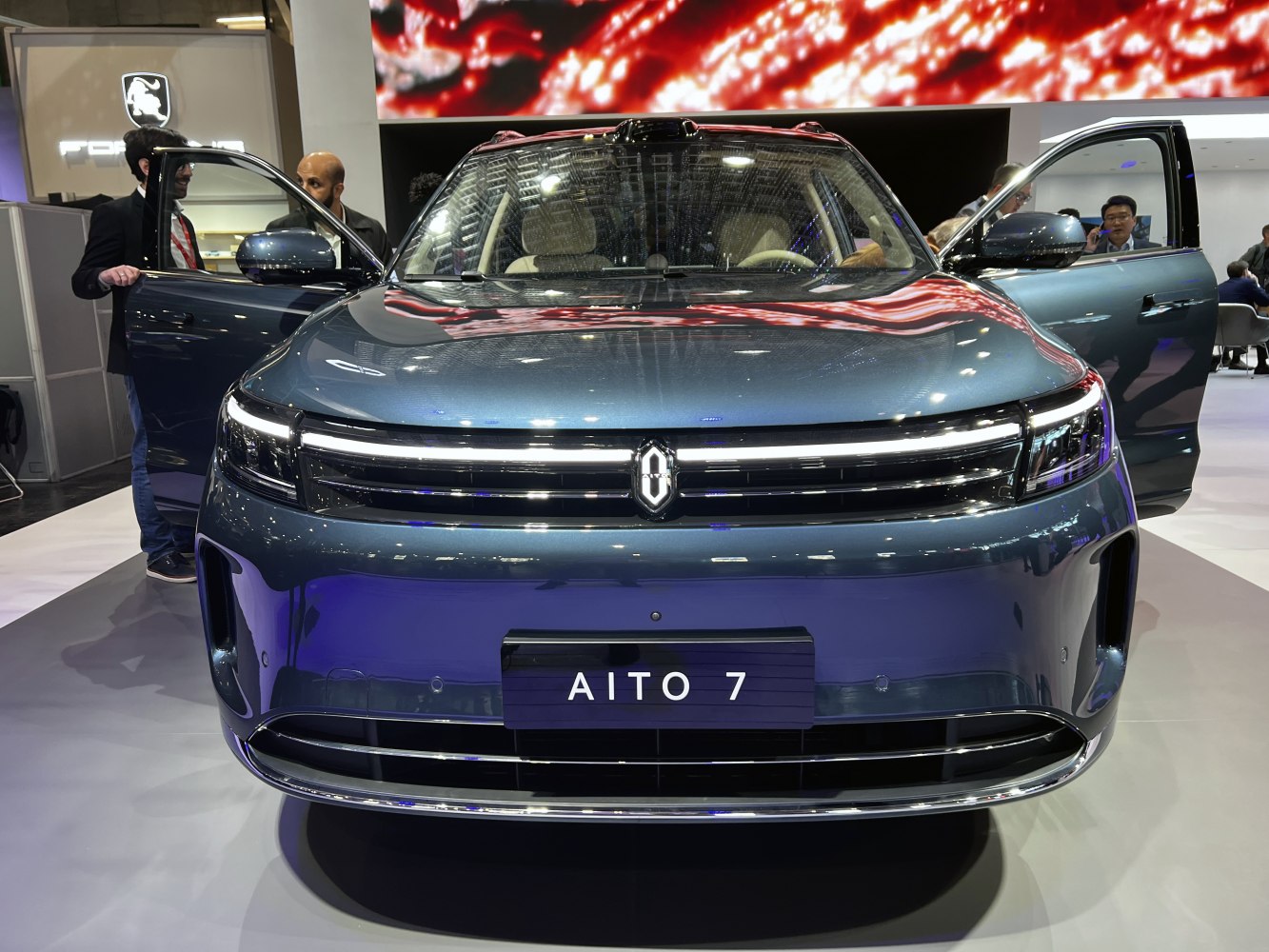 Front view with LED headlights and open front doors