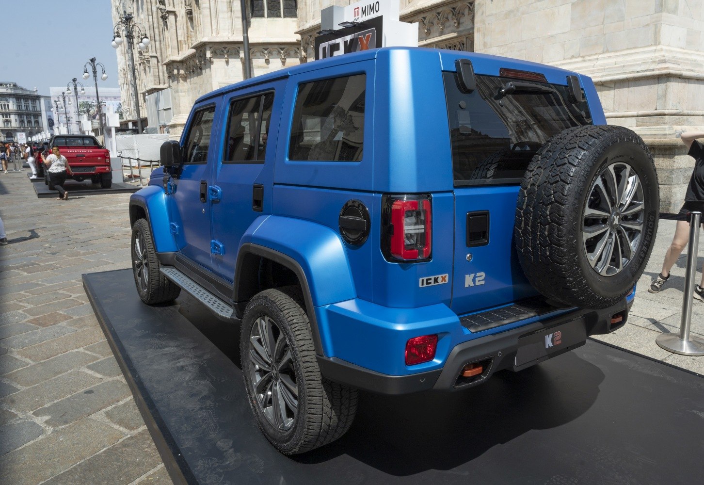 SUV rear with spare tire and distinctive taillights