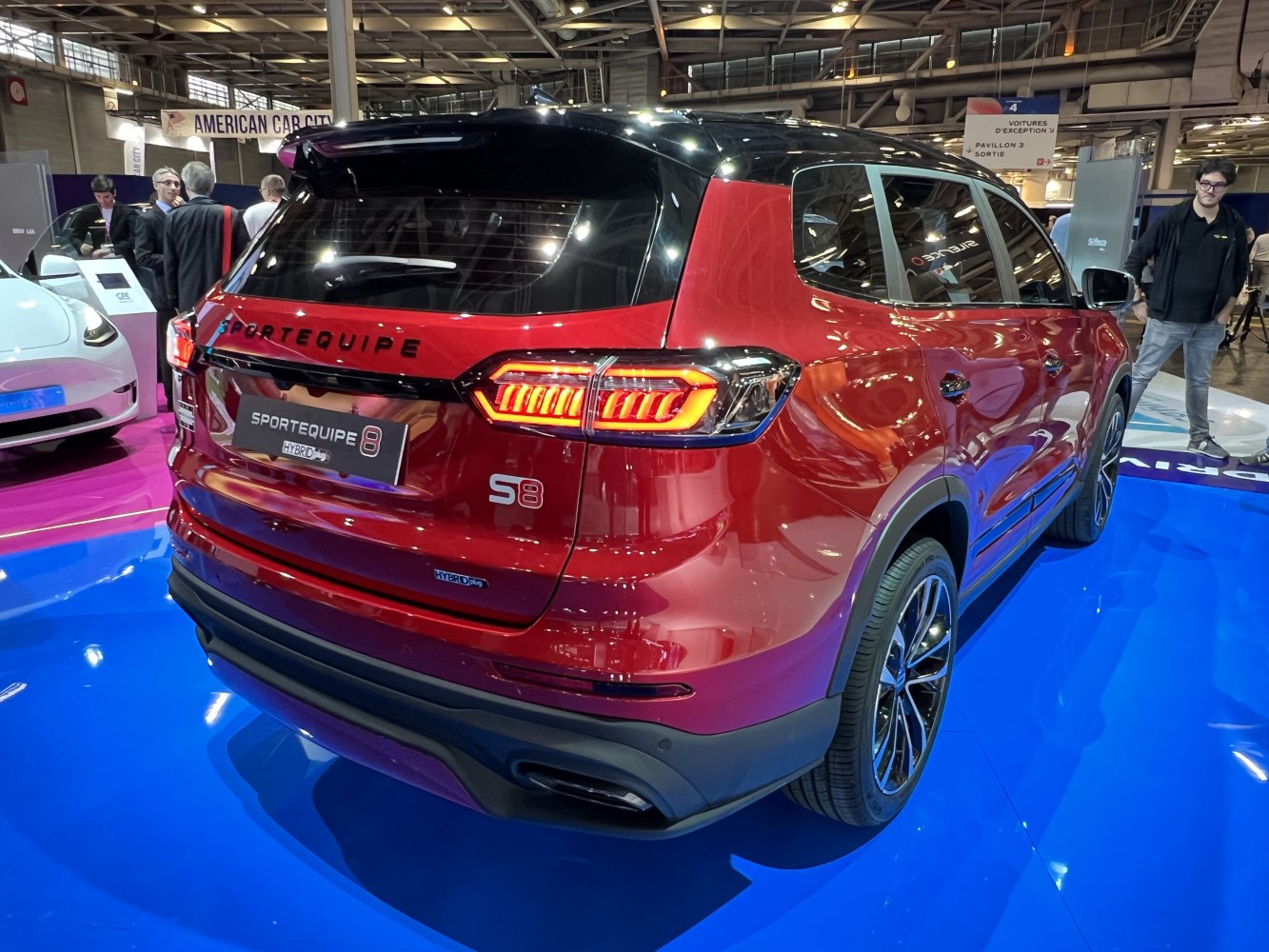 Rear view with LED tail lights and hybrid badging
