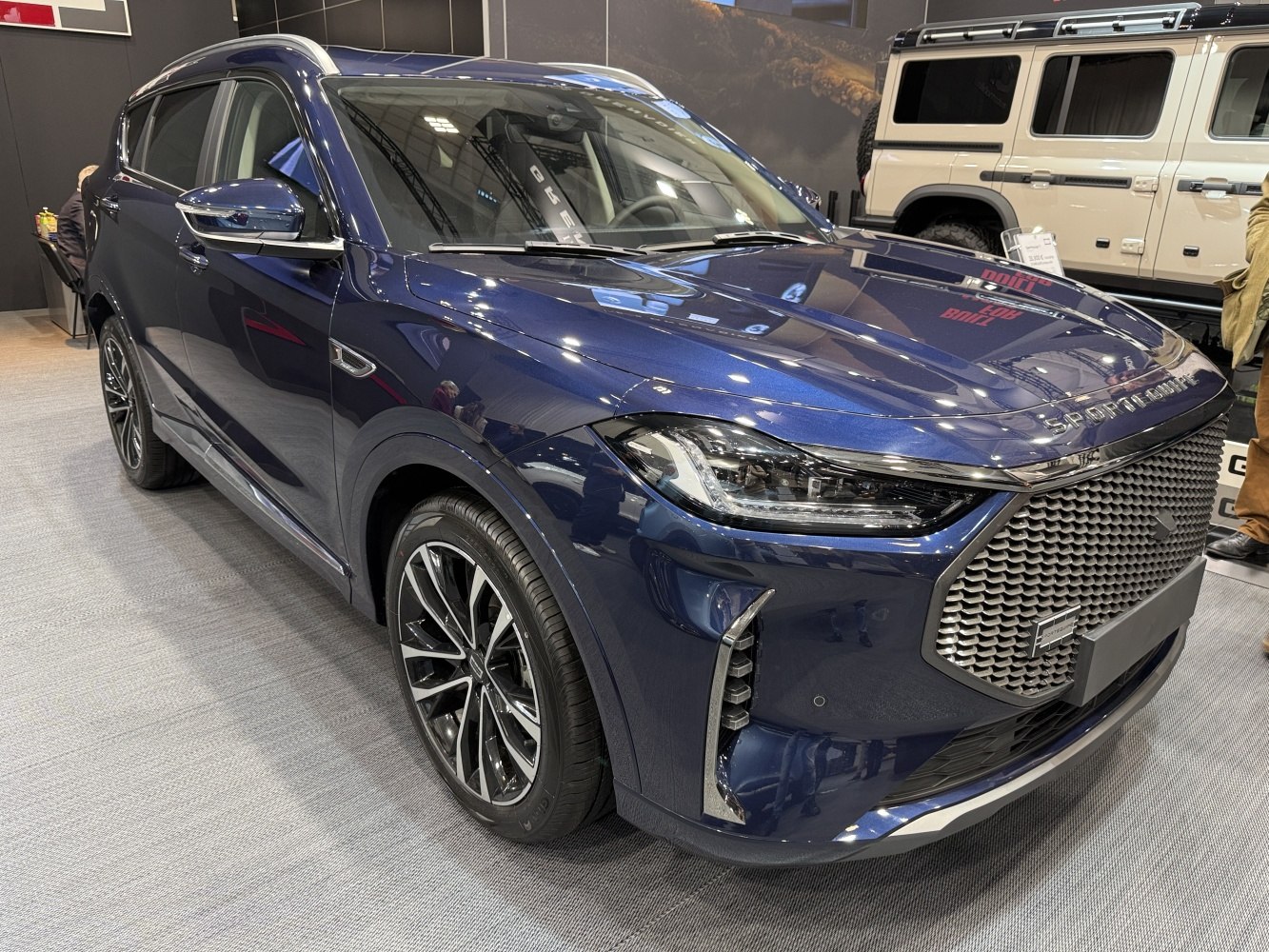 Front grille and LED headlight design of a modern SUV
