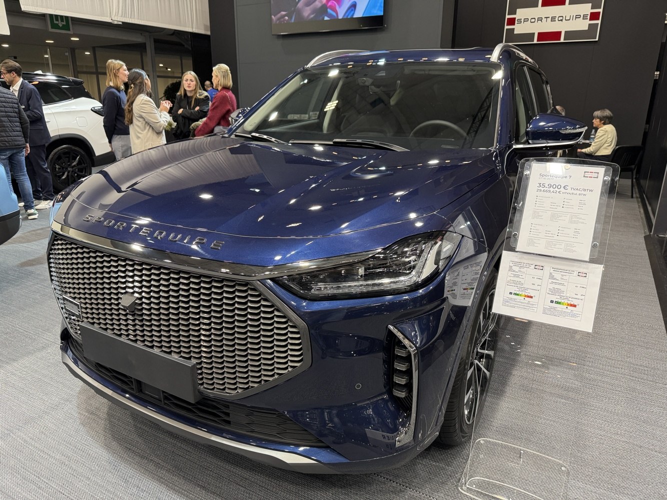 Modern SUV front grille and LED headlights