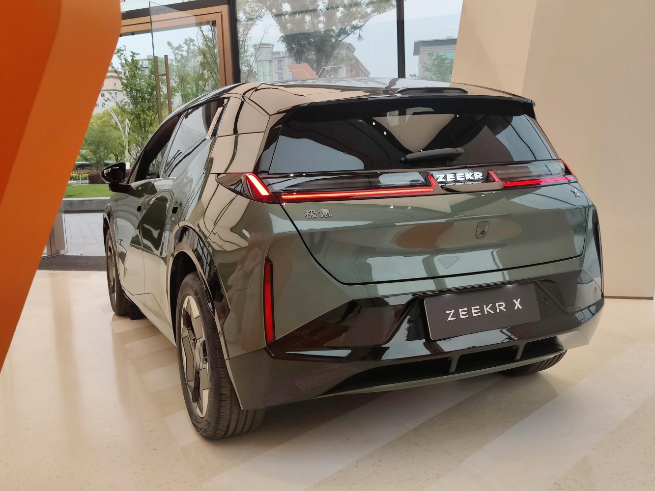Rear view with LED taillights and aerodynamic design elements