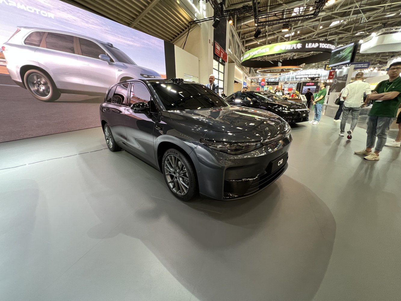 Sleek compact electric SUV with aerodynamic body and LED headlights