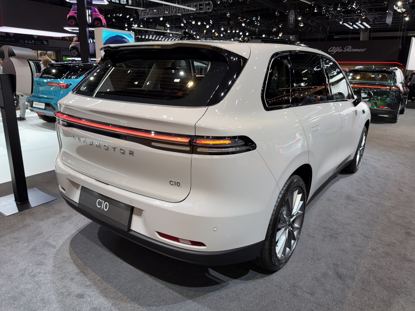 Rear view with full-width LED tail lights and aerodynamic rear design