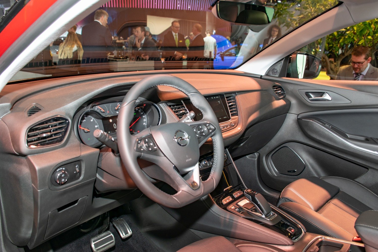 Modern interior with steering wheel and dashboard