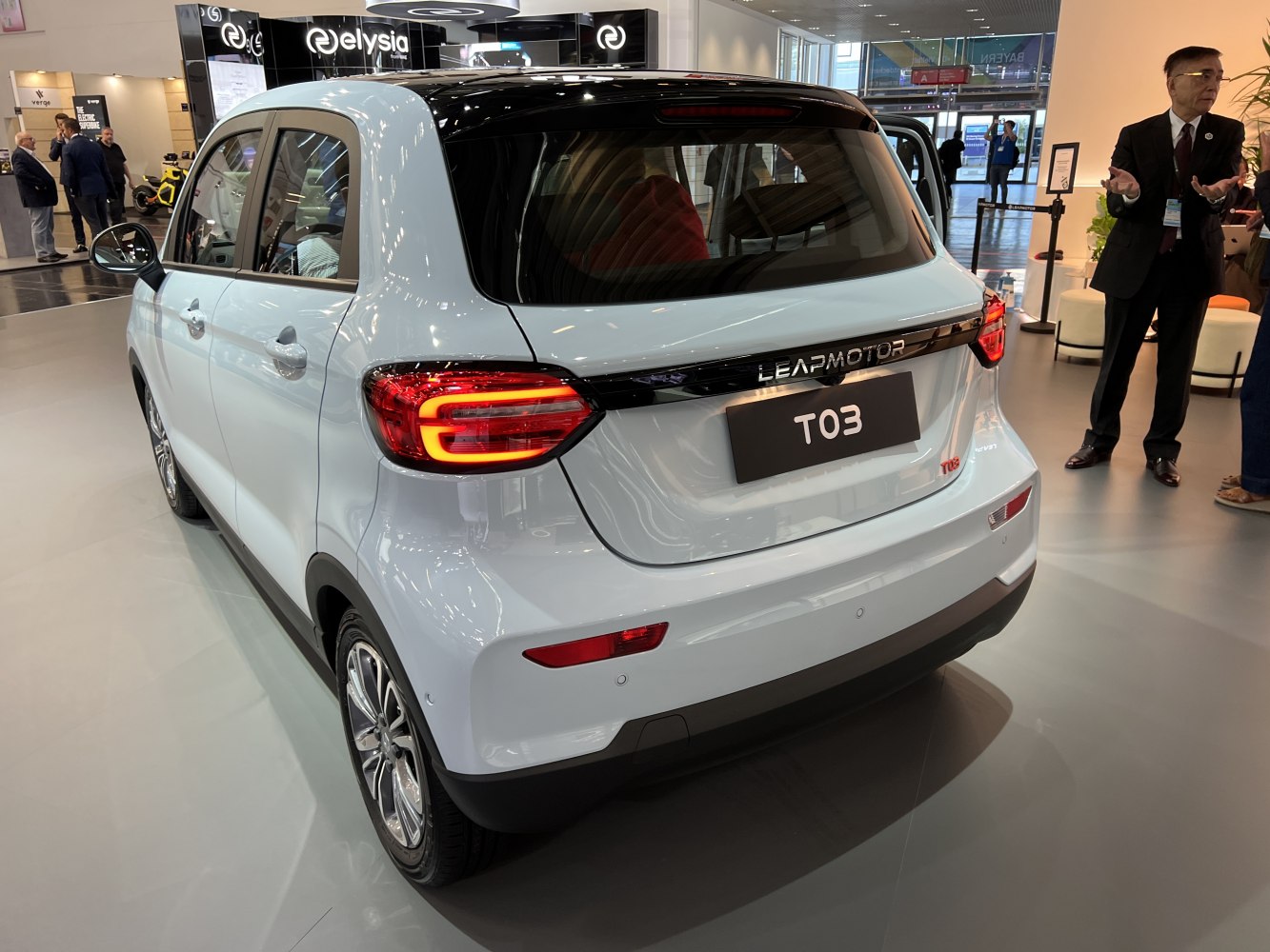 Rear view with LED taillights of compact electric hatchback